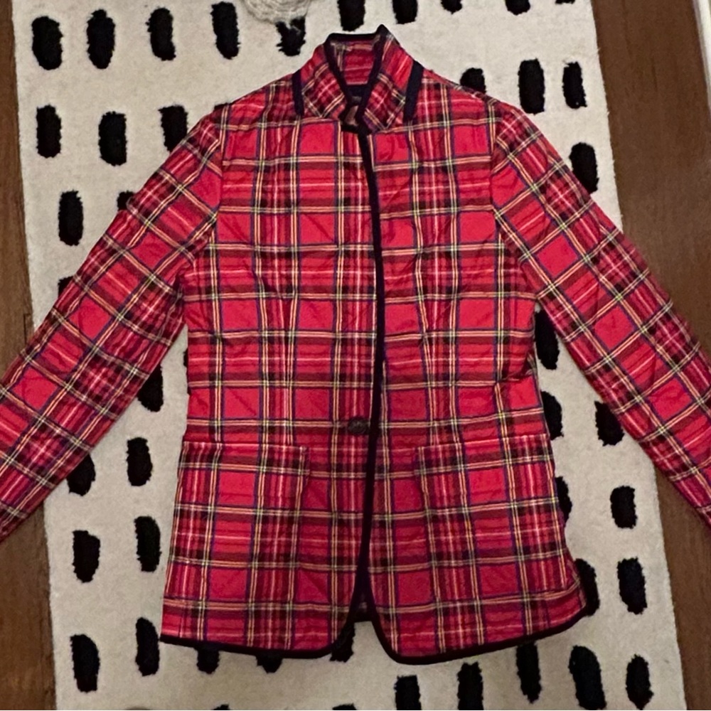 Down filled tartan blazer by jcrew